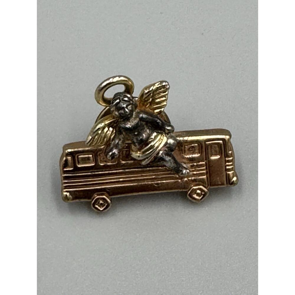 Vintage Guardian Angel On School Bus Lapel Pin